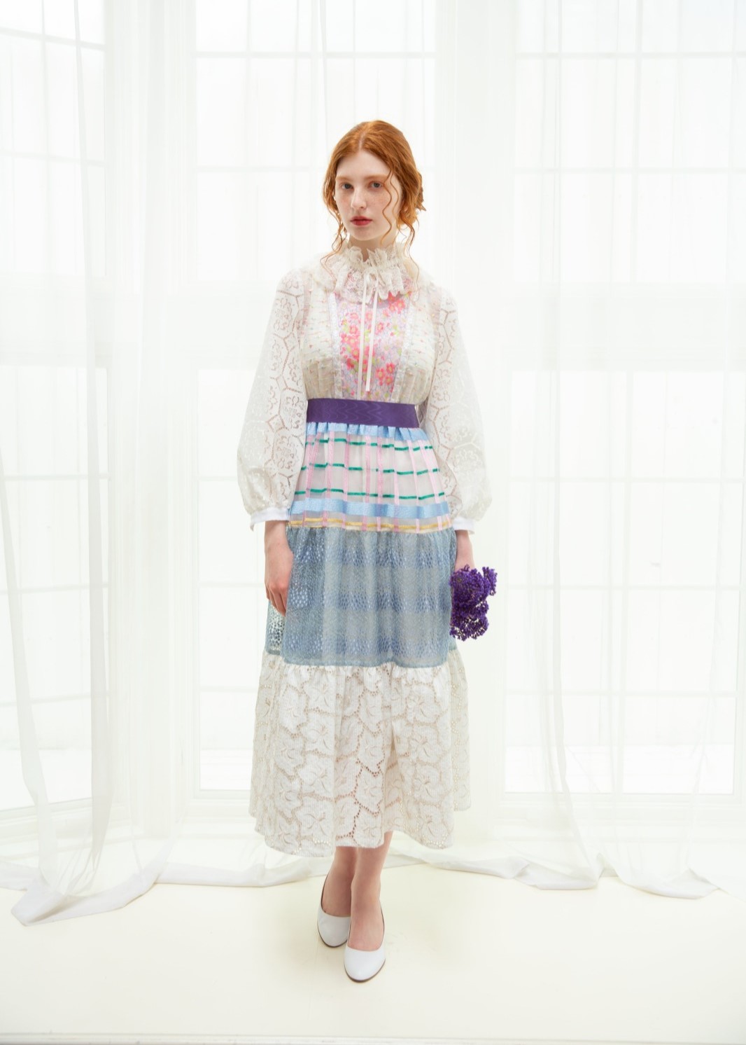 SAKURAレースカラーエンブロイダリーパッチワークワンピース～Rebirth Collection～