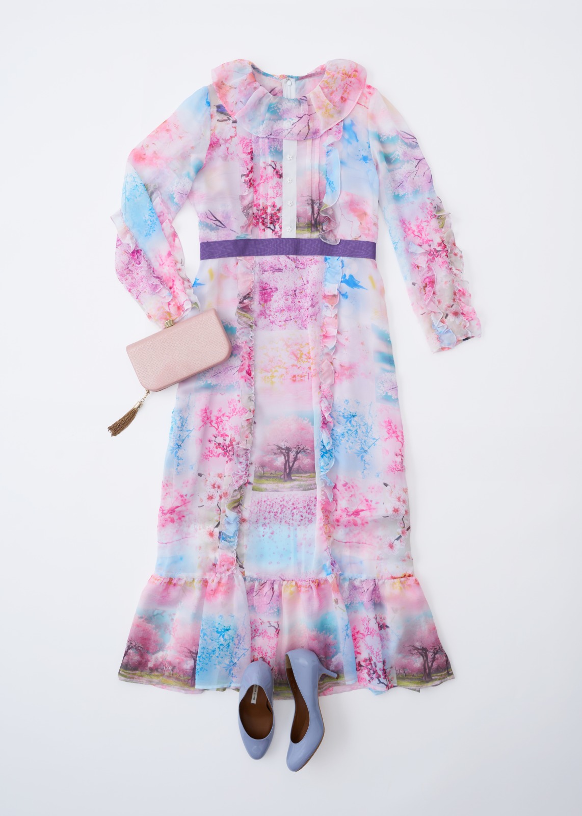 SAKURA CRAZY ラッフルシフォンワンピース | NEW | ADELLY
