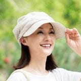 医療用（脱毛時用）帽子・紐付きUVキャスケット（ベージュ）　　