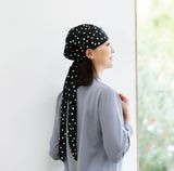 医療用（脱毛時用）帽子・2wayドット柄スカーフ（ブラック）　　