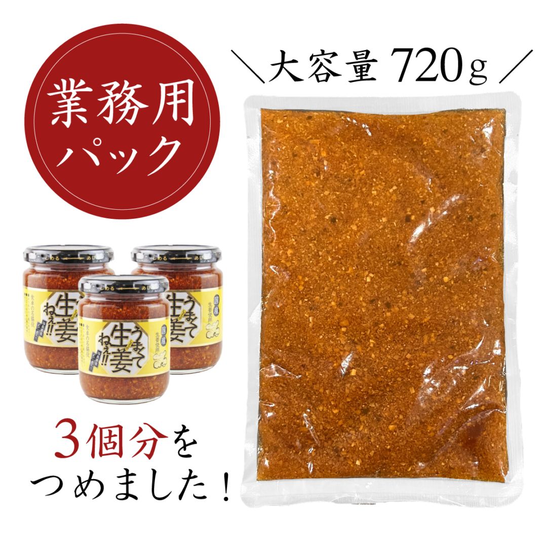 【お得な大容量】うまくて生姜ねぇ!!業務用パック（720g入り）