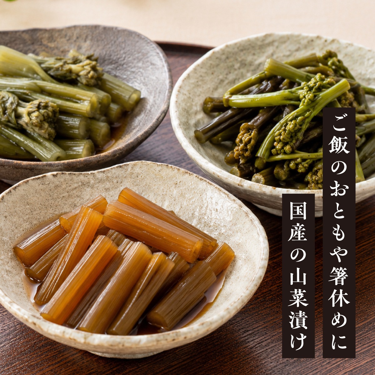 【３種から選べる】山菜漬け ２点セット 送料無料 （山うど・わらび・ふき）クリックポスト発送