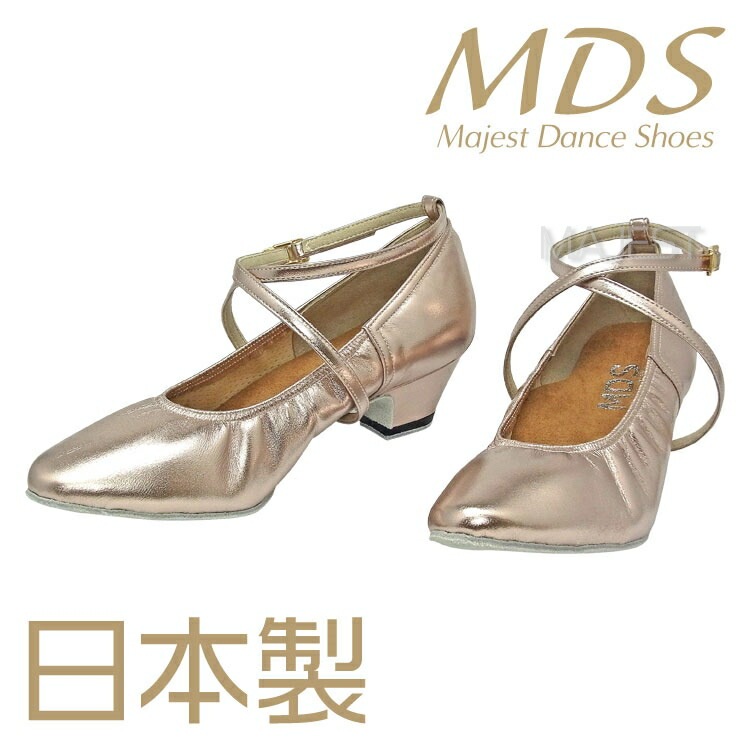 【受注生産】【予約注文】社交ダンス シューズ 外反母趾 ダンスシューズ レディース 女性 モダンシューズ 幅広 日本製 MDS ソフトクッション スタンダード 交換可 【送料無料】(YJ-MH-63-G) 革 皮 バニオン ワイド 外反母趾用 MAJEST マジェスト エーディーエス 合同会社