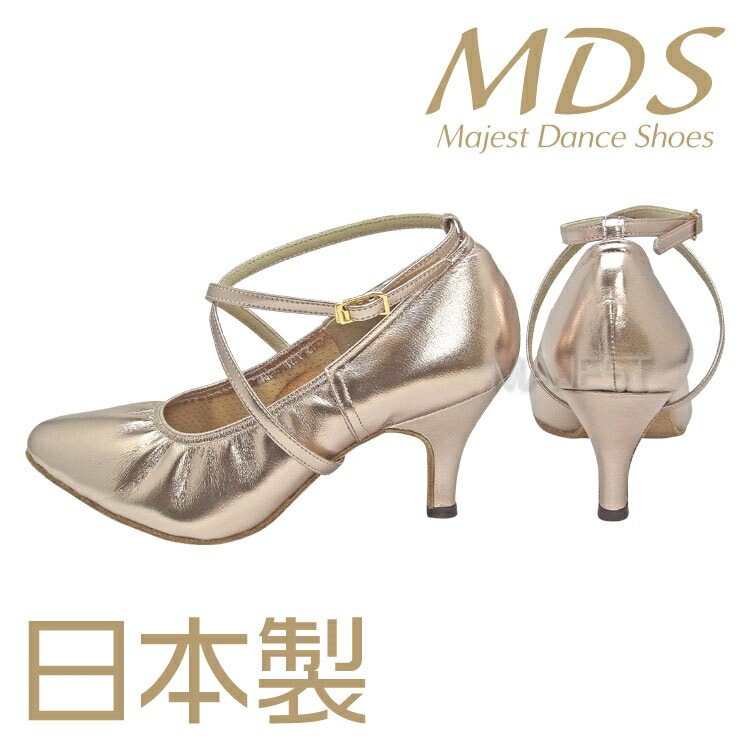 【受注生産】【予約注文】社交ダンス シューズ 外反母趾 ダンスシューズ レディース 女性 モダンシューズ 幅広 日本製 MDS ソフトクッション スタンダード 交換可 【送料無料】(YJ-MH-63-G) 革 皮 バニオン ワイド 外反母趾用 MAJEST マジェスト エーディーエス 合同会社
