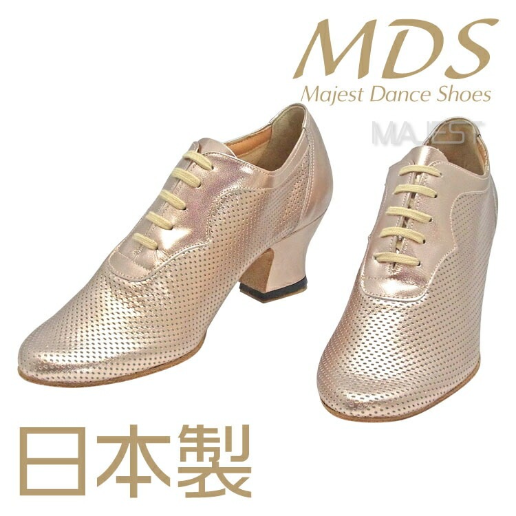 【特別注文モデル】特注品・社交ダンス シューズ 外反母趾 ティーチャーズ シューズ ダンスシューズ レディース 女性 MDS 日本製 バニオン ワイド 外反母趾用 ソフトクッション 【送料無料】(特 T8006-63-G) 本革 本皮 革 皮 MAJEST マジェスト