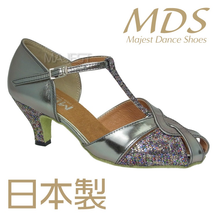 【受注生産】【新商品】社交ダンス シューズ 外反母趾 兼用シューズ 日本製 MDS ダンスシューズ レディース 女性 バニオンワイド 対応 ソフトクッション 交換可 【送料無料】(YJ-K4-55-107-G) 革 本革 幅広 ワイド 外反母趾用 MAJEST マジェスト エーディーエス 合同会社