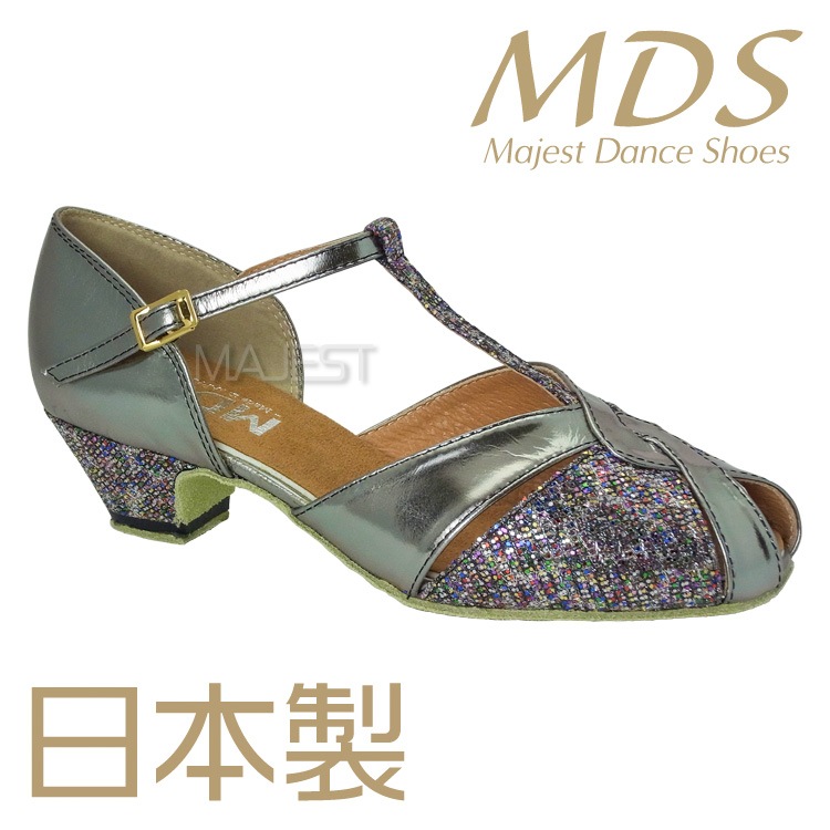 【受注生産】【新商品】社交ダンス シューズ 外反母趾 兼用シューズ 日本製 MDS ダンスシューズ レディース 女性 バニオンワイド 対応 ソフトクッション 交換可 【送料無料】(YJ-K4-55-107-G) 革 本革 幅広 ワイド 外反母趾用 MAJEST マジェスト エーディーエス 合同会社