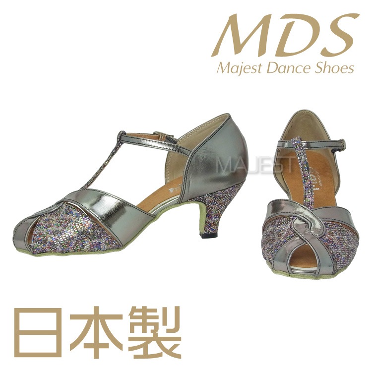 【受注生産】【新商品】社交ダンス シューズ 外反母趾 兼用シューズ 日本製 MDS ダンスシューズ レディース 女性 バニオンワイド 対応 ソフトクッション 交換可 【送料無料】(YJ-K4-55-107-G) 革 本革 幅広 ワイド 外反母趾用 MAJEST マジェスト エーディーエス 合同会社