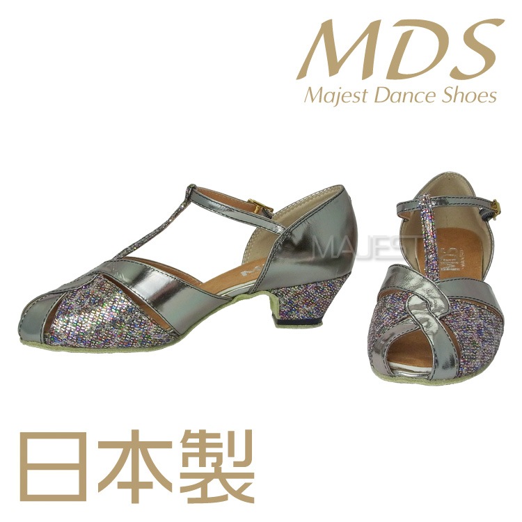 【受注生産】【新商品】社交ダンス シューズ 外反母趾 兼用シューズ 日本製 MDS ダンスシューズ レディース 女性 バニオンワイド 対応 ソフトクッション 交換可 【送料無料】(YJ-K4-55-107-G) 革 本革 幅広 ワイド 外反母趾用 MAJEST マジェスト エーディーエス 合同会社