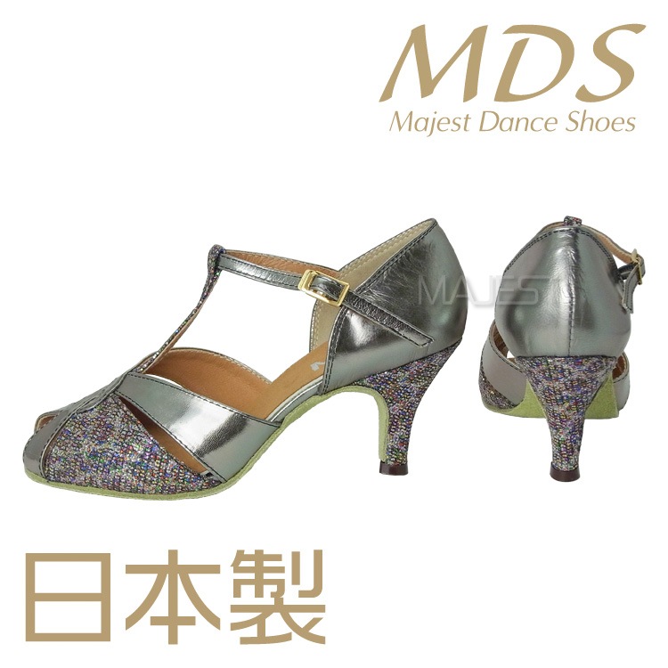 【受注生産】【新商品】社交ダンス シューズ 外反母趾 兼用シューズ 日本製 MDS ダンスシューズ レディース 女性 バニオンワイド 対応 ソフトクッション 交換可 【送料無料】(YJ-K4-55-107-G) 革 本革 幅広 ワイド 外反母趾用 MAJEST マジェスト エーディーエス 合同会社