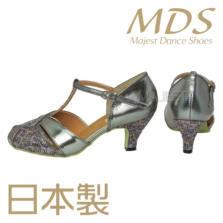 【受注生産】【新商品】社交ダンス シューズ 外反母趾 兼用シューズ 日本製 MDS ダンスシューズ レディース 女性 バニオンワイド 対応 ソフトクッション 交換可 【送料無料】(YJ-K4-55-107-G) 革 本革 幅広 ワイド 外反母趾用 MAJEST マジェスト エーディーエス 合同会社