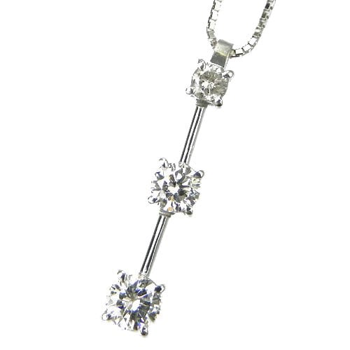 ダイヤモンド ネックレス ダイヤモンド3石 0.53ct(Total) K18WG エメットジュエリー 保証書付【R】
