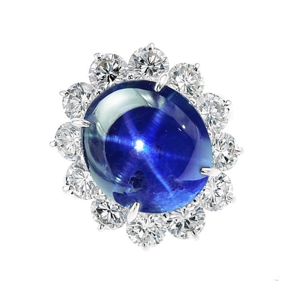 スターサファイア リング 25.71ct カボションカット プラチナ 中央宝石研究所 鑑別書付【R】