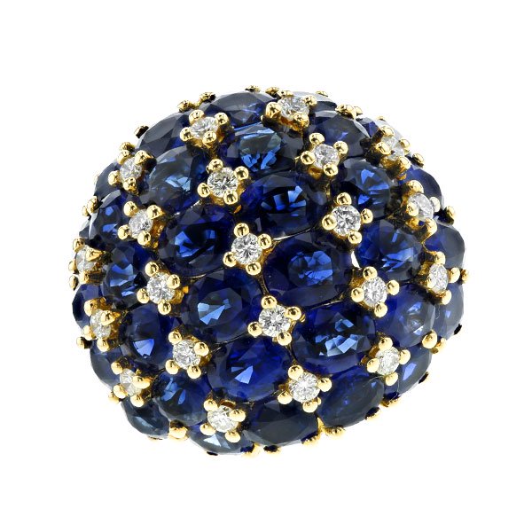 サファイア リング 13.42ct(Total) 脇石ダイヤ 0.50ct(Total) 18金 日本宝石科学協会 鑑別書付【R】