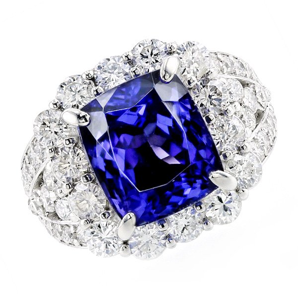 タンザナイト リング 7.866ct クッションカット プラチナ エメットジュエリー 保証書付 【R】