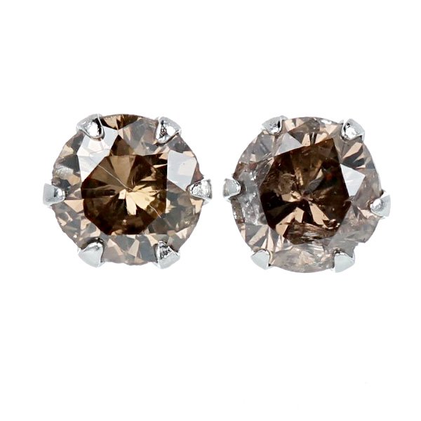 ダイヤモンド ピアス 0.29～0.8ct(Total) I1～2クラス-ブラウンカラー プラチナ エメットジュエリー 保証書付【SP】