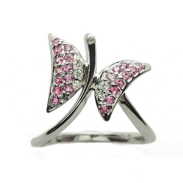 ピンクサファイア リング 0.37ct(Total)  K18WG エメットジュエリー 保証書付 【SP】