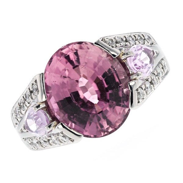 ピンクトルマリン リング 5.39ct オーバルミックスカット プラチナ エメットジュエリー 保証書付 【SP】