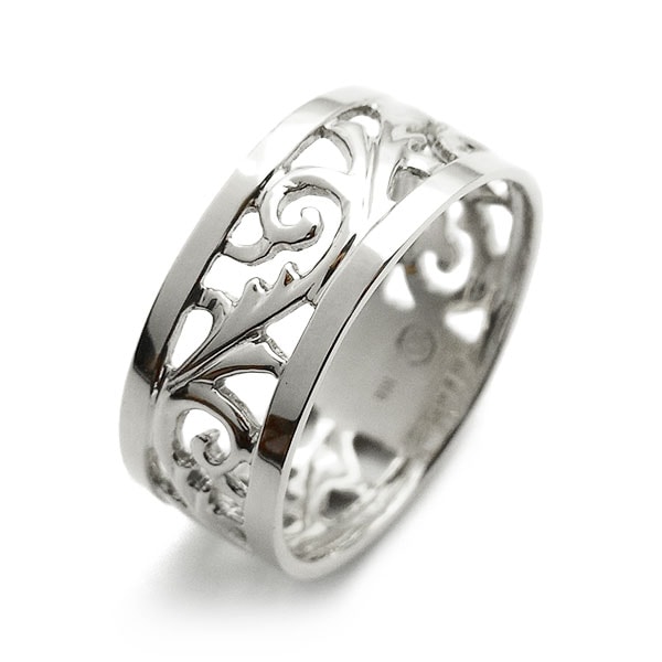 7mm幅 フルエタニティ 透かし 平打ち リング  プラチナ エメットジュエリー 保証書付 【R】