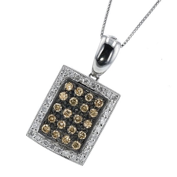 ダイヤモンド ペンダント 1.00ct(Total) VS～I-FANCY BROWN/F～H プラチナ エメットジュエリー 保証書付 【SP】