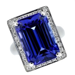 タンザナイト リング 16.22ct エメラルドカット プラチナ 第三者機関による 鑑別書付 【R】