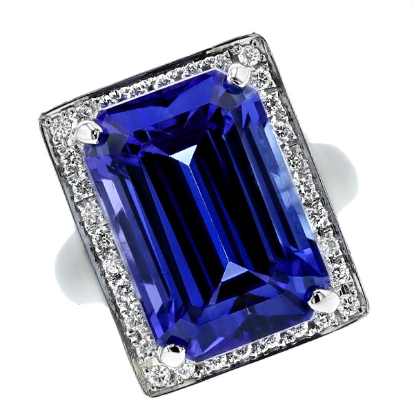 タンザナイト リング 16.22ct エメラルドカット プラチナ 第三者機関による 鑑別書付 【R】