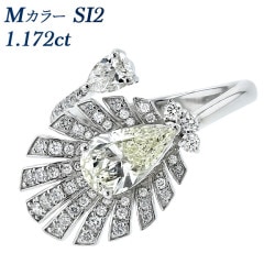 ダイヤモンド リング 1.172ct M SI2 ペアシェイプブリリアントカット プラチナ 中央宝石研究所 鑑定書付 【R】