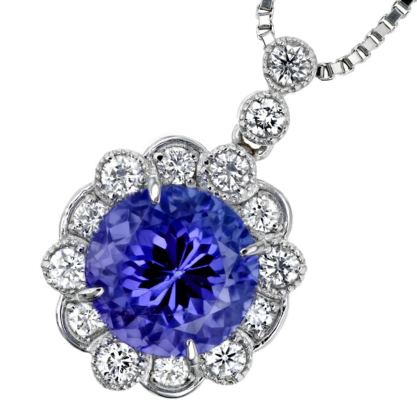タンザナイト ネックレス 4.3ct プラチナ 第三者機関 鑑別書付 【R】