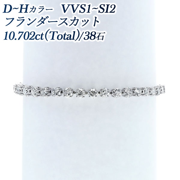 ダイヤモンド テニス ブレスレット 10ct(Total) D～H VVS1～SI2 フランダースカット プラチナ 中央宝石研究所 データレポート付鑑別書付 【R】