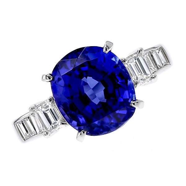 タンザナイト リング オーバルミックスカット 5ct プラチナ 第三者機関による 鑑別書付 【R】