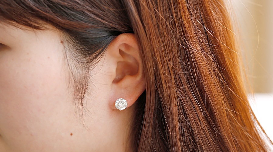 ダイヤモンド ピアス(片耳用) 1ct I I1 GOOD プラチナ 中央宝石 