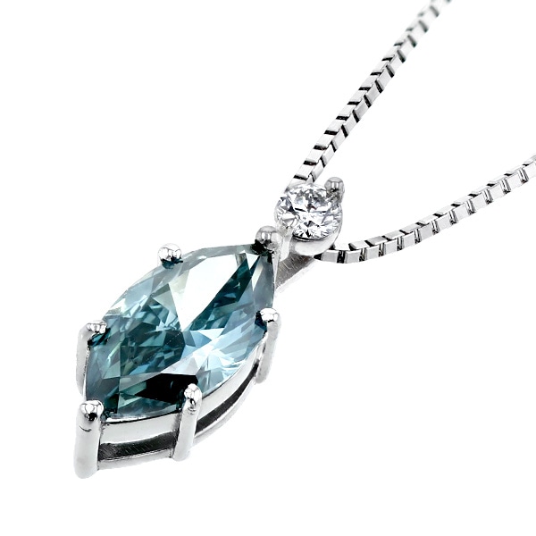 VS2 ブルーダイヤ pt900ネックレス Fancy Green Blue ブルーダイヤモンド ネックレス 一粒 0.5～0.6ct FANCY DEEP