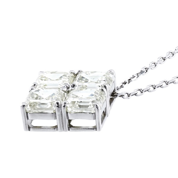 ダイヤモンド ネックレス 4ct L～VERY LIGHT YELLOW SI1～2 エメラルド