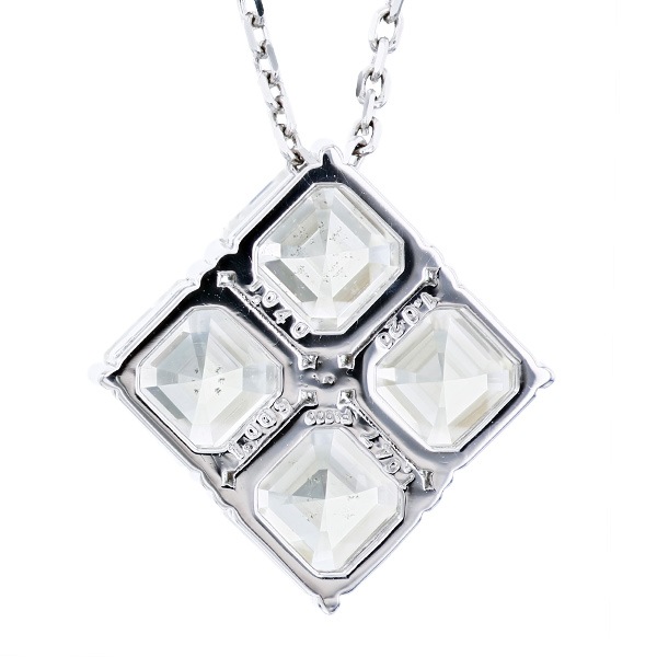 【美品✨】【中宝研ソ付】 エメラルドカット ダイヤモンド プラチナ ネックレス ダイヤモンド ネックレス 4ct L～VERY LIGHT YELLOW SI1～2 エメラルド