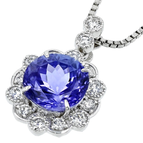 タンザナイト ネックレス 4.3ct プラチナ 第三者機関 鑑別書付 【R