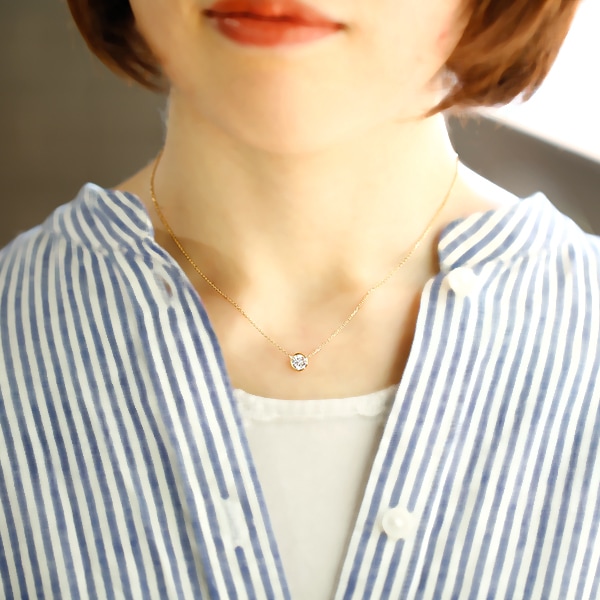 ダイヤモンド ネックレス 一粒 0.7ct K SI1 EX H&C 18金 中央