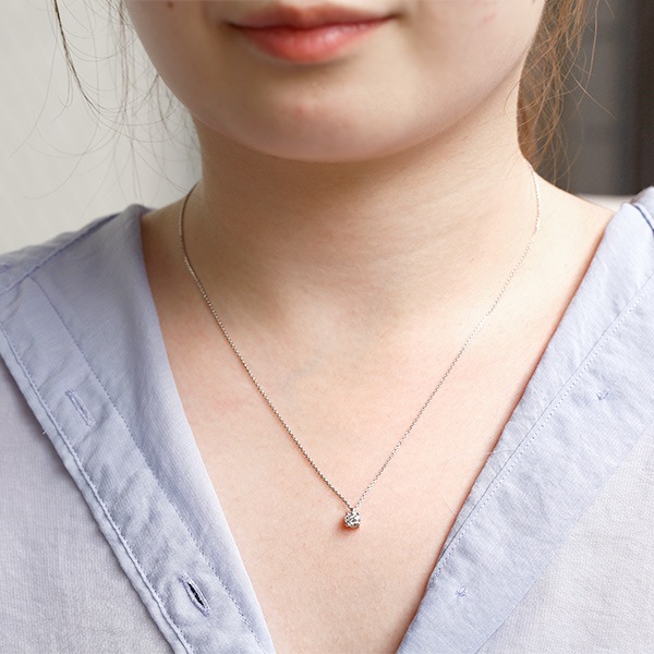 ダイヤモンド ネックレス 一粒 0.5ct F VS1 EX H&C プラチナ 中央宝石研究所 鑑定書付 【R】