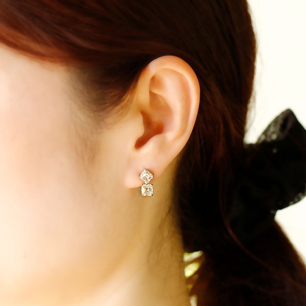 ダイヤモンド ピアス 4ct(Total) M VS1～SI2 エメラルドカット