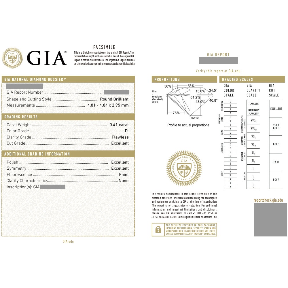 ダイヤモンド ルース 0.4ct D FL 3EX H&C 中央宝石研究所/GIA