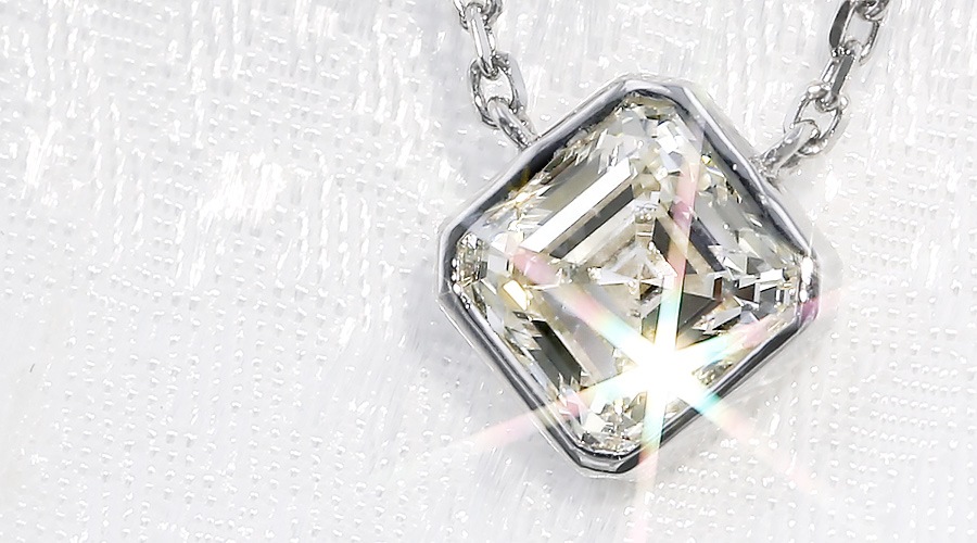 ダイヤモンド ネックレス 一粒 1.2ct L SI1 エメラルドカット フクリン