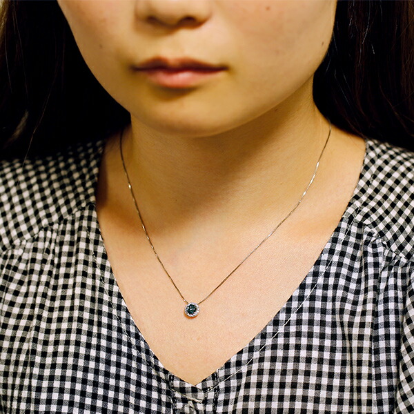 ブルーダイヤモンド ネックレス 一粒 0.5ct FANCY DEEP GREEN BLUE VS1