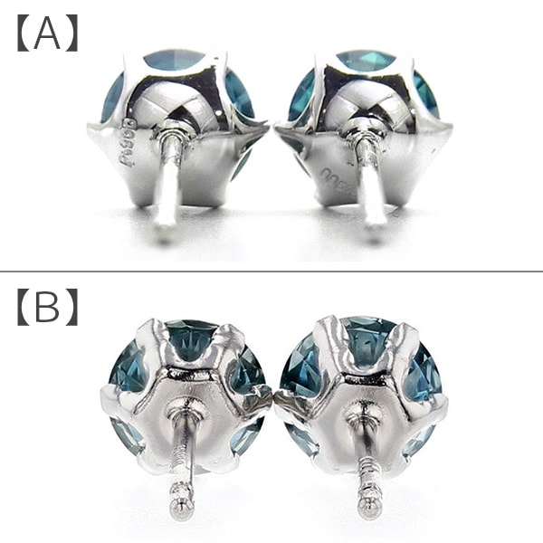 ブルーダイヤモンド ピアス 1ct～(Total) FANCY DEEP GREEN BLUE
