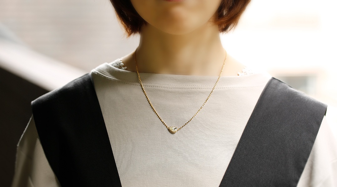 ダイヤモンド ネックレス 一粒 2ct M SI1 ペアシェイプ ブリリアント