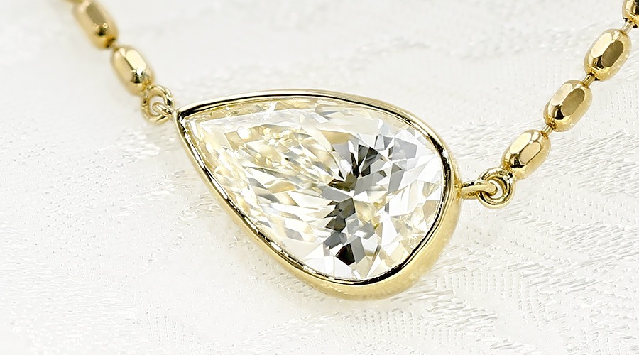 ダイヤモンド ネックレス 一粒 2ct M SI1 ペアシェイプ ブリリアント