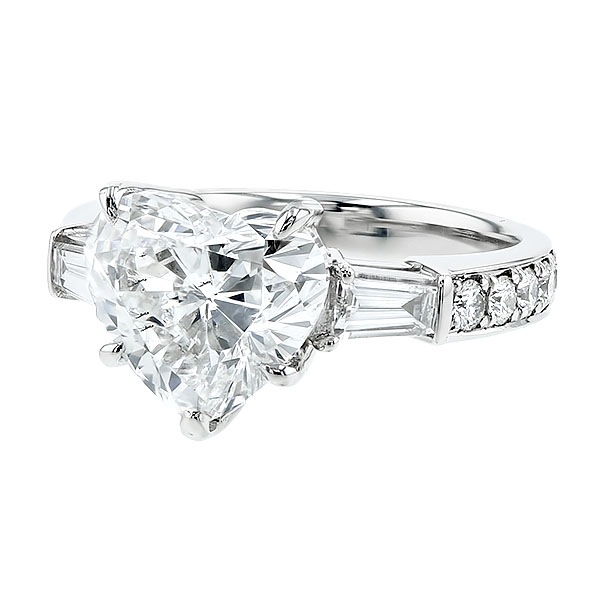 ダイヤモンド リング 3ct F SI2 ハート ブリリアント カット プラチナ