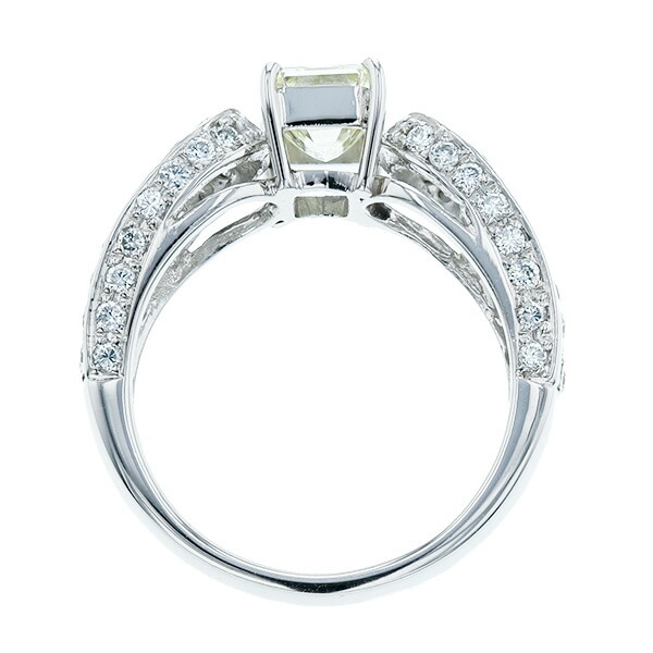 ダイヤモンド リング 1.101ct VVS2-VERY LIGHT YELLOW-エメラルドカット プラチナ 中央宝石研究所 鑑定書付【R】