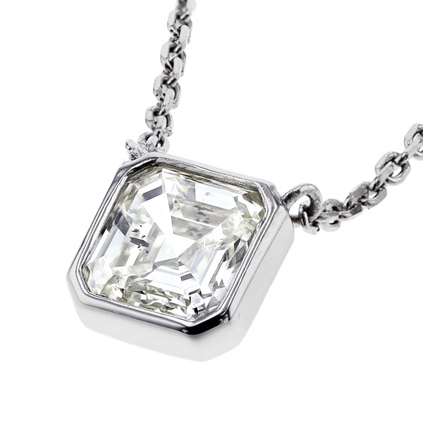 ダイヤモンド ネックレス 一粒 1ct K SI2 スクエア エメラルドカット
