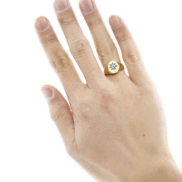 ダイヤモンド 印台 メンズリング (縦小判 小) シグネットリング 0.146