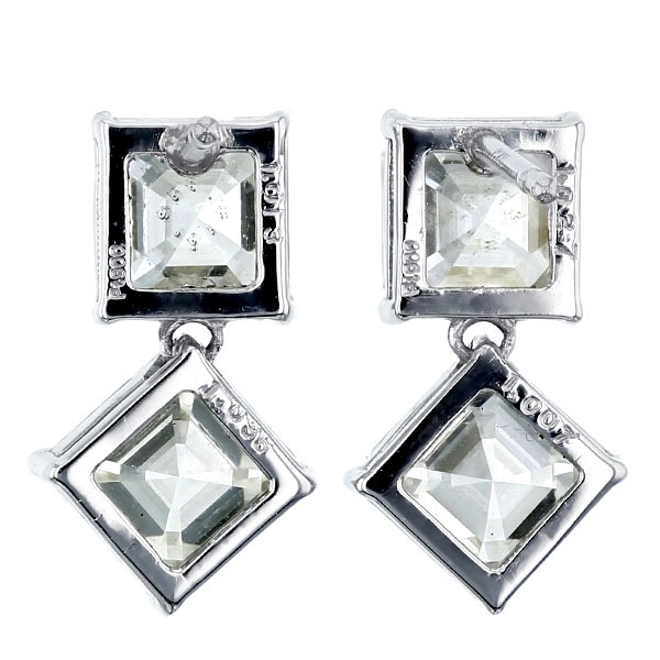 ダイヤモンド ピアス 4ct(Total) L SI1～SI2 スクエアエメラルドカット
