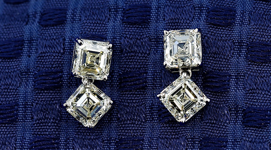 ダイヤモンド ピアス 4ct(Total) L SI1～SI2 スクエアエメラルドカット